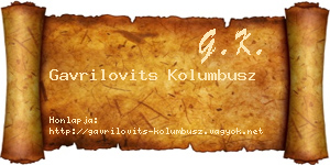 Gavrilovits Kolumbusz névjegykártya
